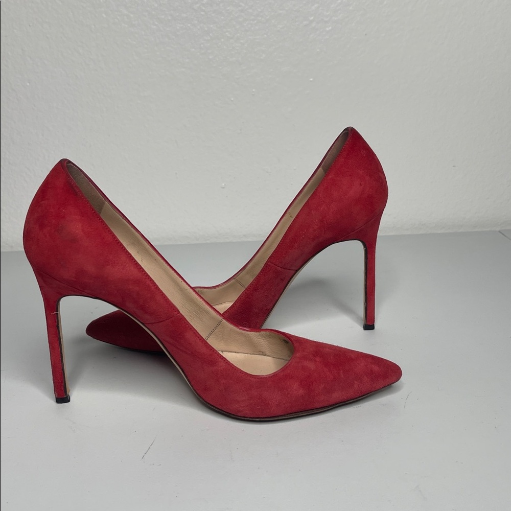 Manolo Blahnik Red Suede Pumps 4" Heels Shoes Size 36 US 6 - Picture 4 of 6